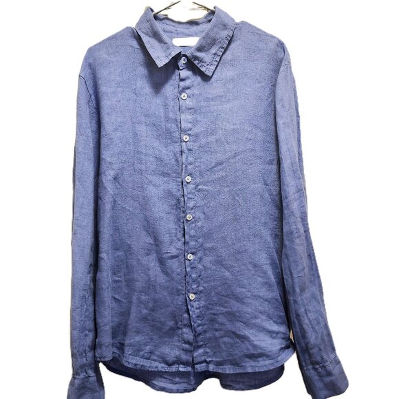 Davide Neri Men’s Long Sleeve Shirt – Size M – 100% Linen – Blue – Made in Italy - Picture 1 of 9